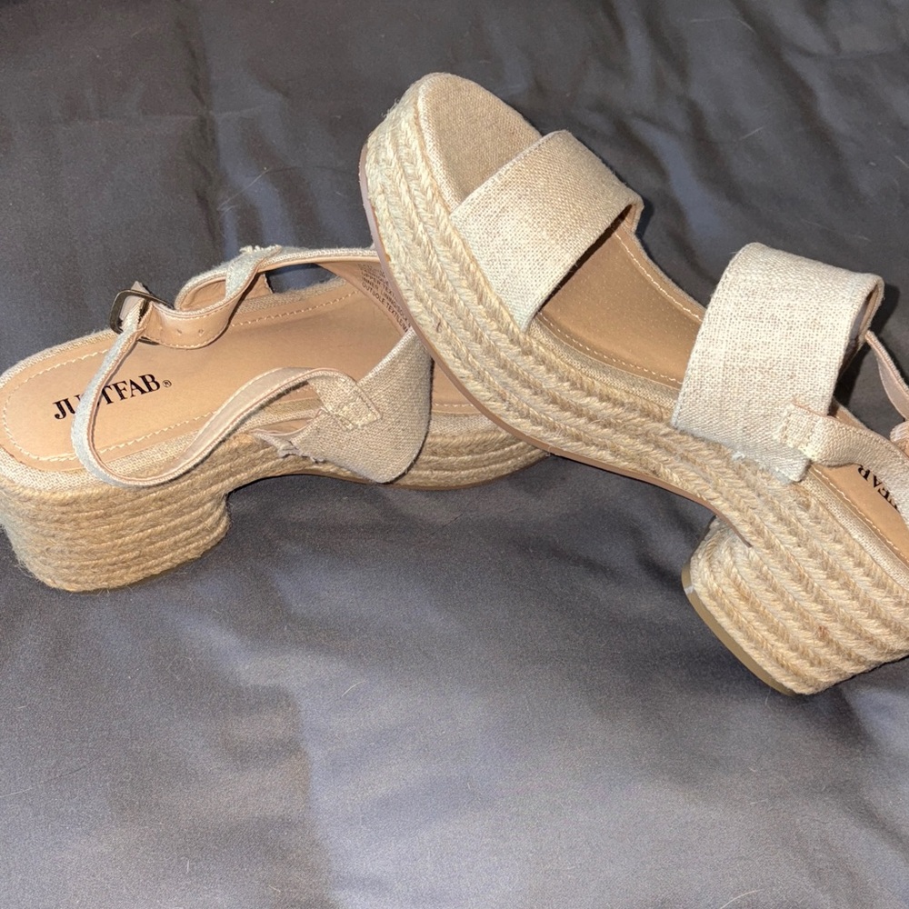 JustFab Cream Espadrille Platform Sandals